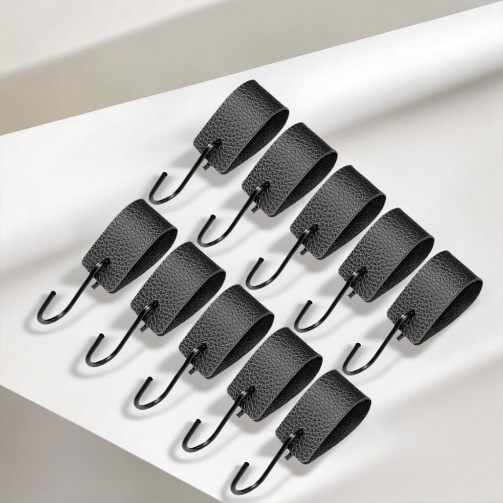 Συσκευασία 10 Μεταλλικών Γάντζων σε Σχήμα S με Δερμάτινο Κρίκο Γάντζος Παραθύρου Γάντζος Παντελονιού για Μπάνιο Υπνοδωμάτιο Σαλόνι