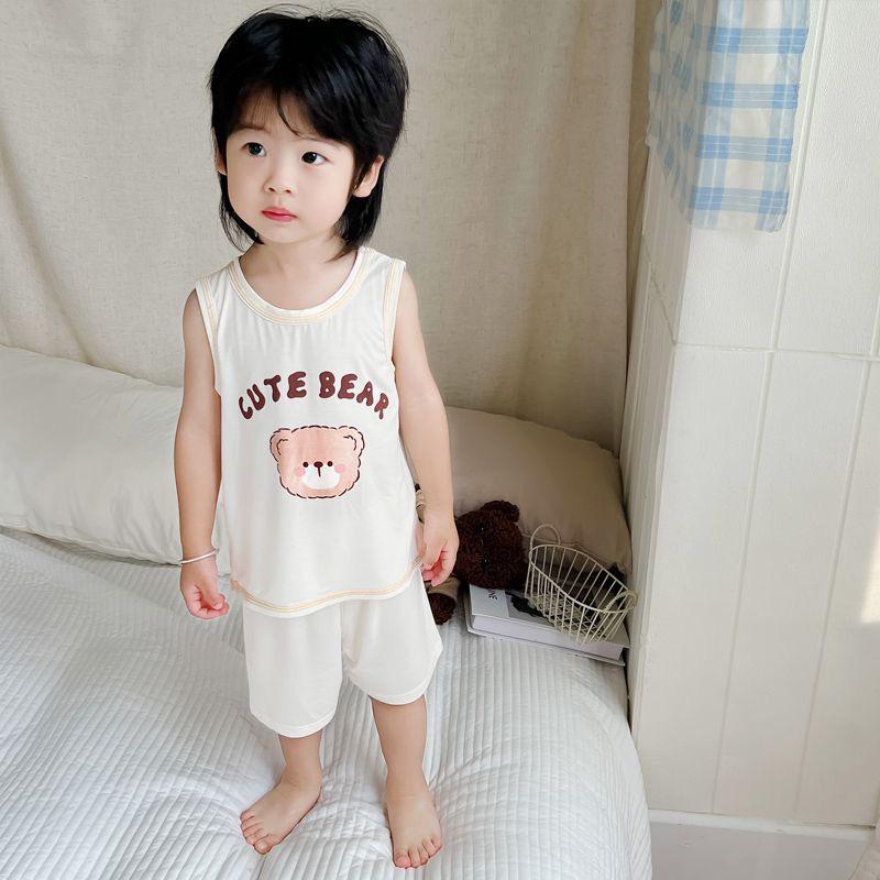 Ultra-Thin Ice Silk Sleeveless Summer Pajama Set for Girls