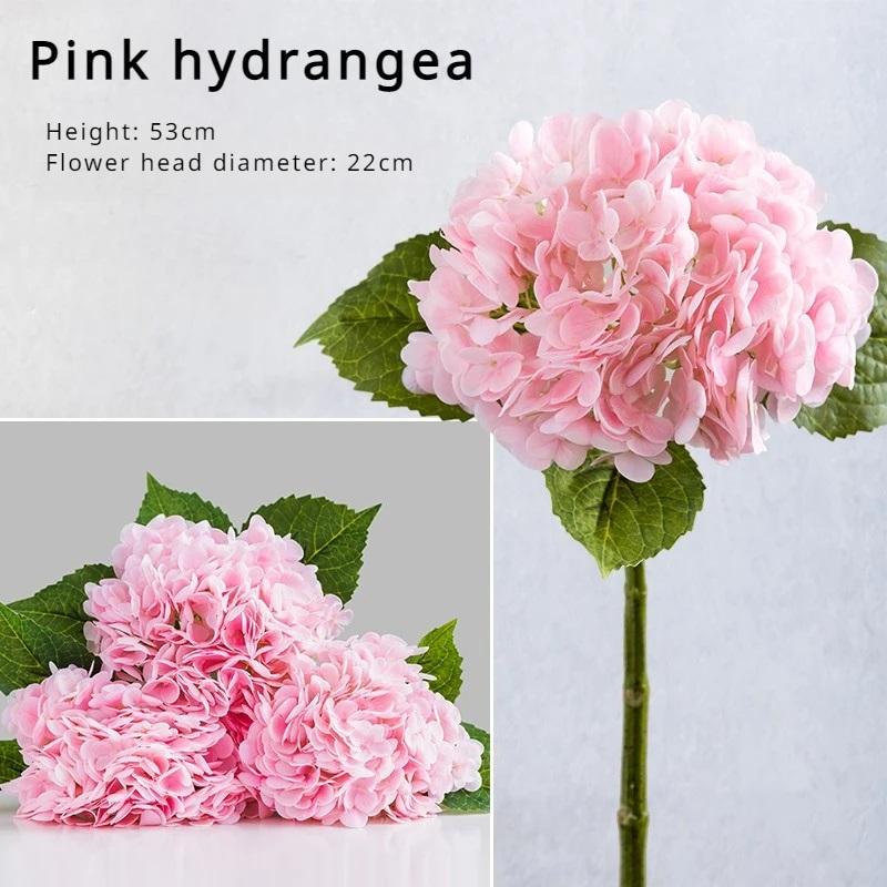 3D Latex  Artificial Hydrangea Branches Big Hydrangea Flower Real Touch Artificial Flowers Home Table Office Wedding Decoration