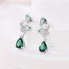 Snake Earrings 925 Silver Green Zircon Mysterious Spirit Snake Ear Studs For Women Formal Anniversary Birthday Party Jewelry