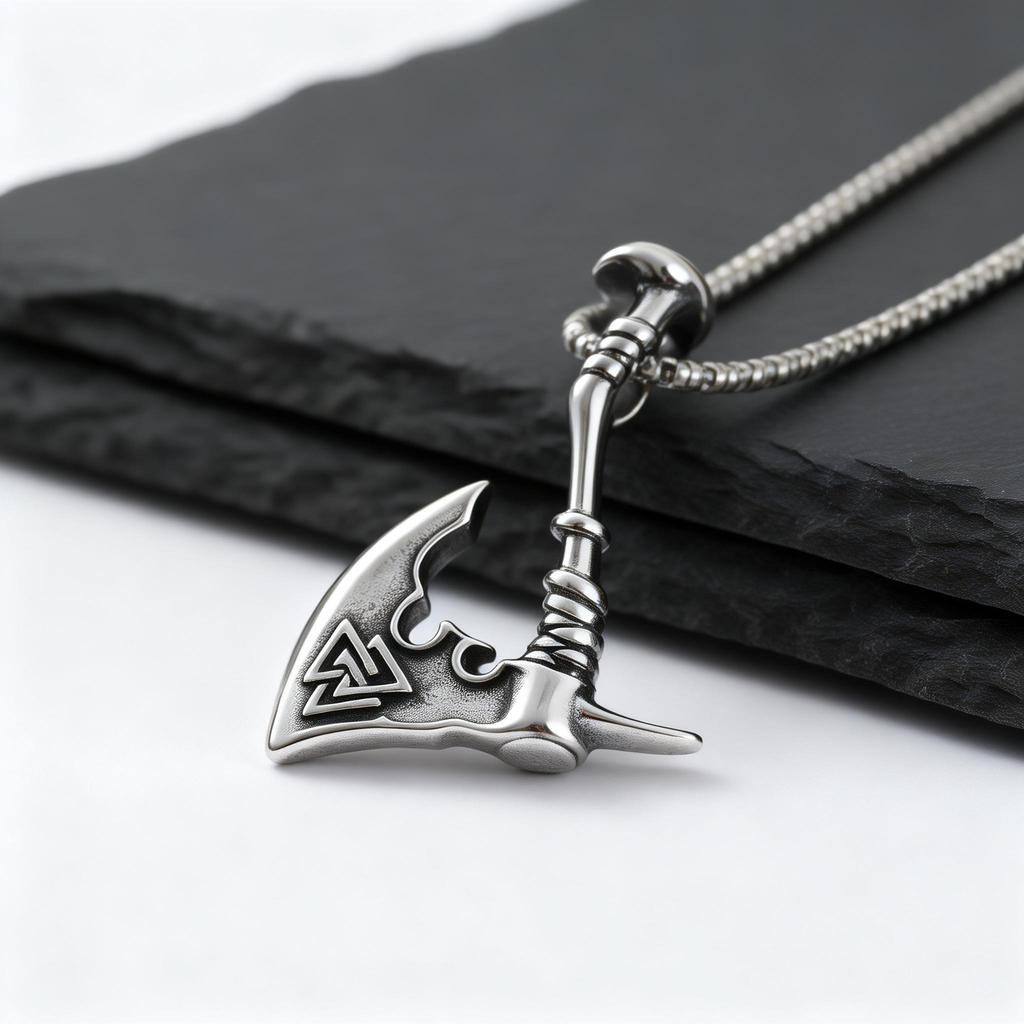 Viking Axe Necklace for Men,Vintage Stainless Steel Pirate Runes Necklace,Rock Punk Jewelry Gift for Dad Son Husband BBF