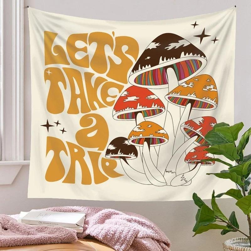Bohemian Mushroom Tapestry Wall Decoration Girl Room Wall Hanging Aesthetics Room Abstract Tapestry Wall Hanging Home