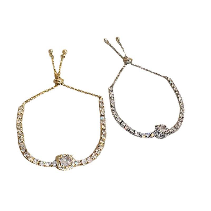 Korean Style Elegant Adjustable Zirconia Square Bracelet - Versatile, Light Luxury Hand Jewelry