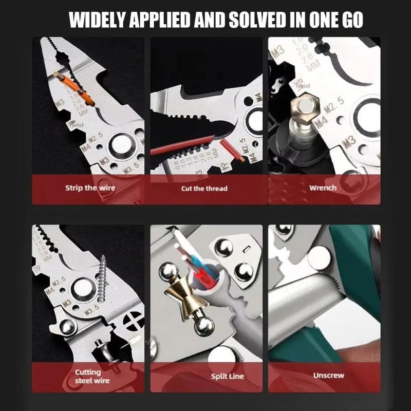1pcs Electrician Specific Foldable Multifunctional Wire Stripping Pliers 12 in 1 Cutting and Winding Wire Splitting Pliers