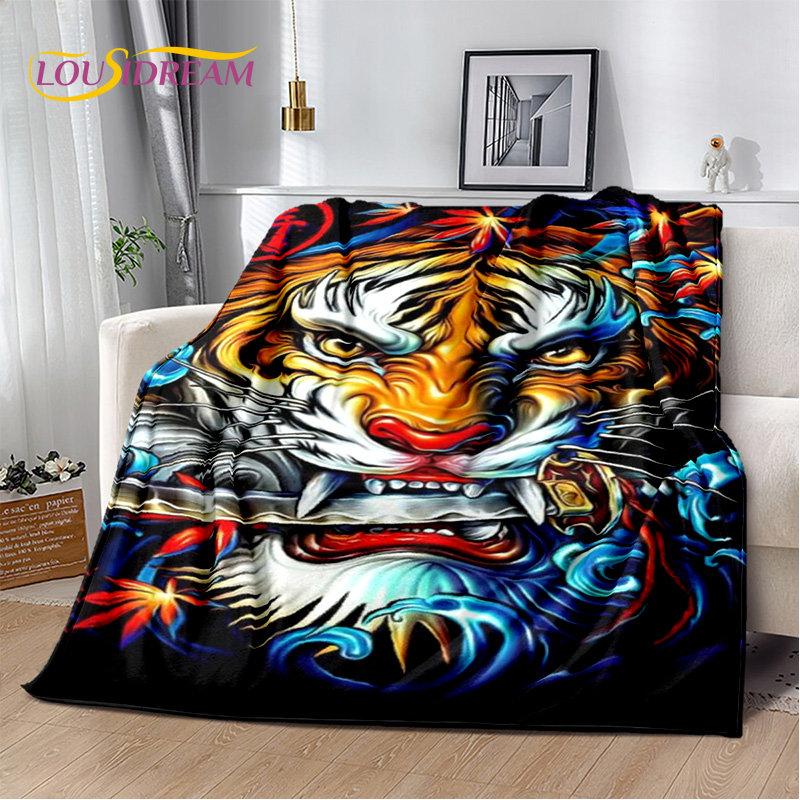 Beast Animal Tiger, Sabretooth Cartoon Soft Plush Blanket,Flannel Blanket Throw Blanket for Living Room Bedroom Bed Sofa Picnic