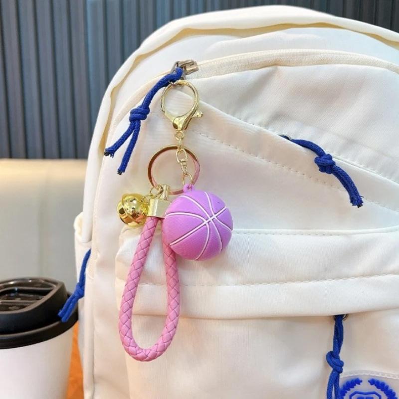 1/2Pcs Keyring Holder Creative Colorful Key Accessories Basketball Keychain 9 Colors Car Key Chain Plastic Ball Bag Pendant