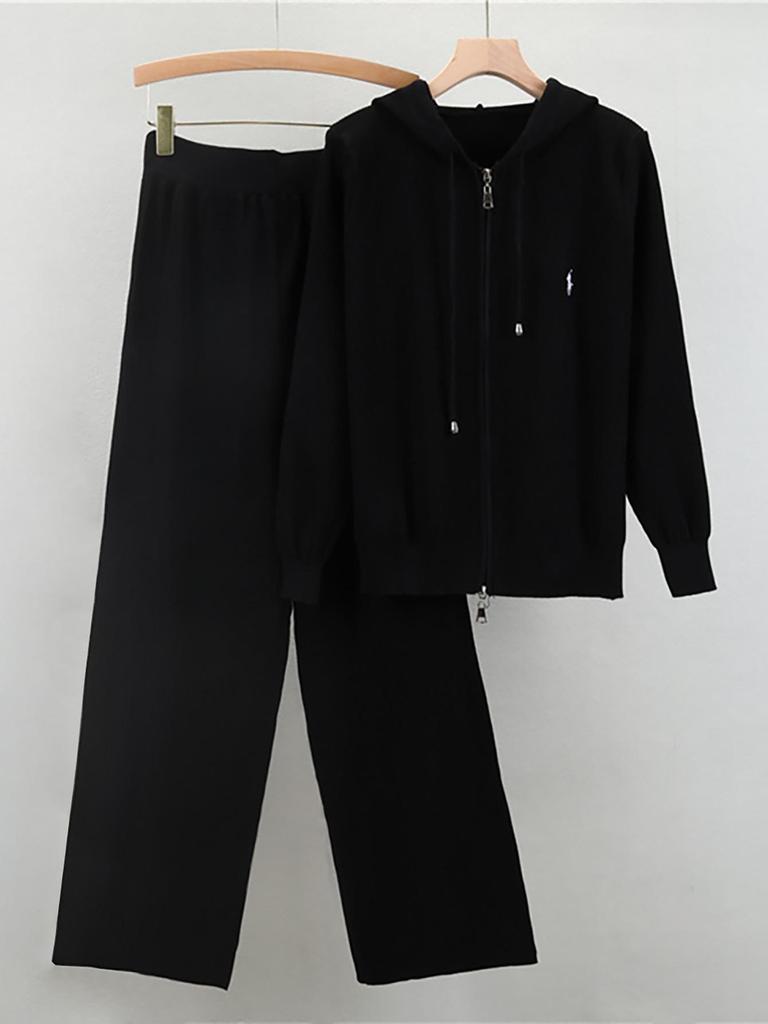 Autumn Winter Knitwear Set: Muslim Women's Wide-Leg Pants Two-Piece