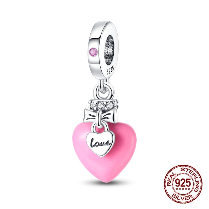 Copper Heart Color Changing Rose Pink Charms Beads Original Bracelet Diy Fine Jewelry Gifts For Women