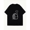 White Oversized T Shirt With Hedgehog And Dandelion Print For Casual Wear