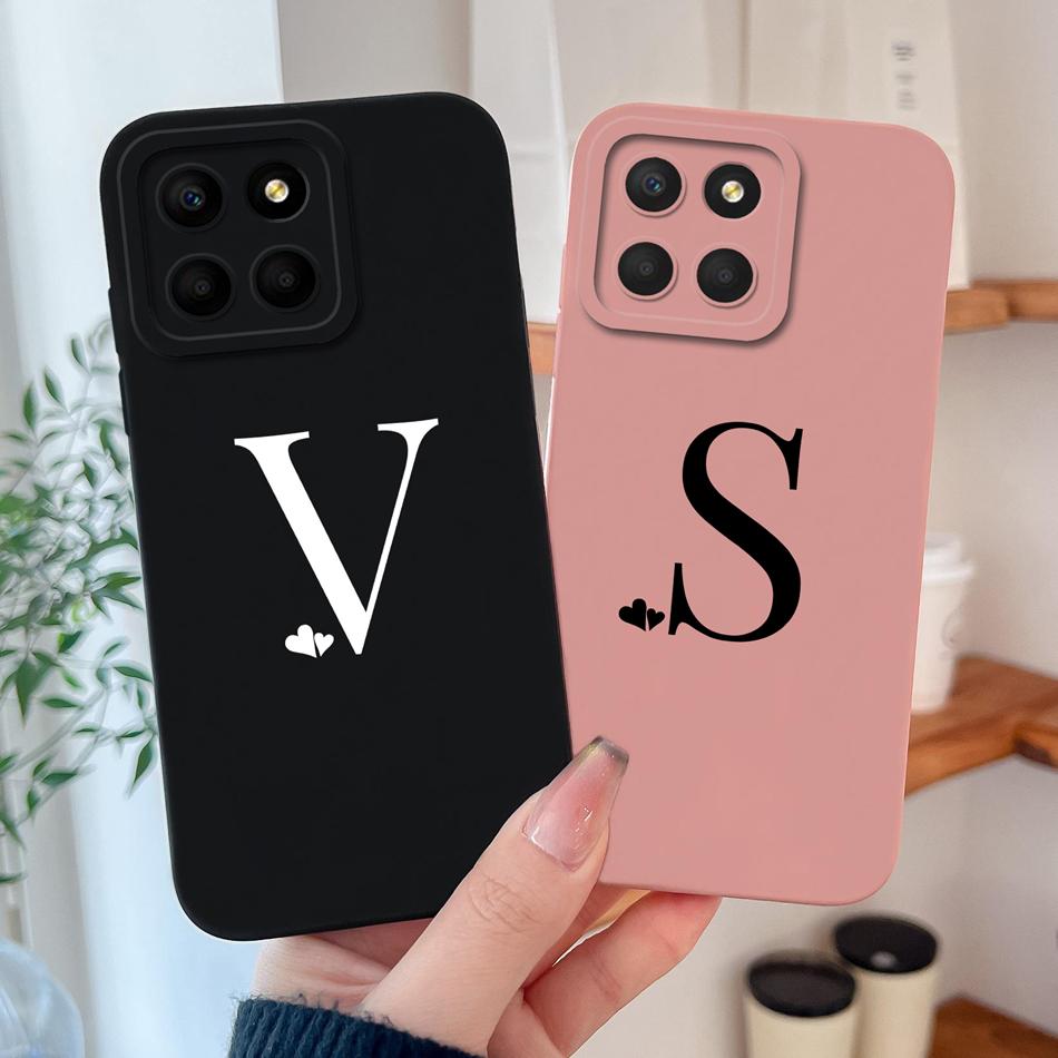 For Honor X8 X8A X8B X8C Case Simple Heart Letters Full Protection Phone Cases For Honor X 8 5G Soft Liquid Silicone Back Covers