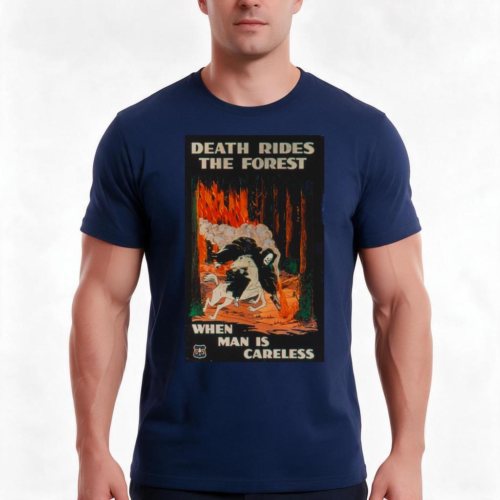 Death Rides The Forest When Unisex Is Careless Tshirt Summer Casual Cotton Tee Oversized Streetwear Tops Vintage Graphic Print