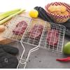 1 PCS Double Grille Barbecue Rectangle 34x22 cm en Acier Chromé avec Manche en Bois – Parfait pour des Grillades Maîtrisées RIDEAU