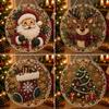 5D Christmas Diamond Painting Set Acrylic Round Board Xmas Acrylic Pendant Pearl Painting Kit  Gift