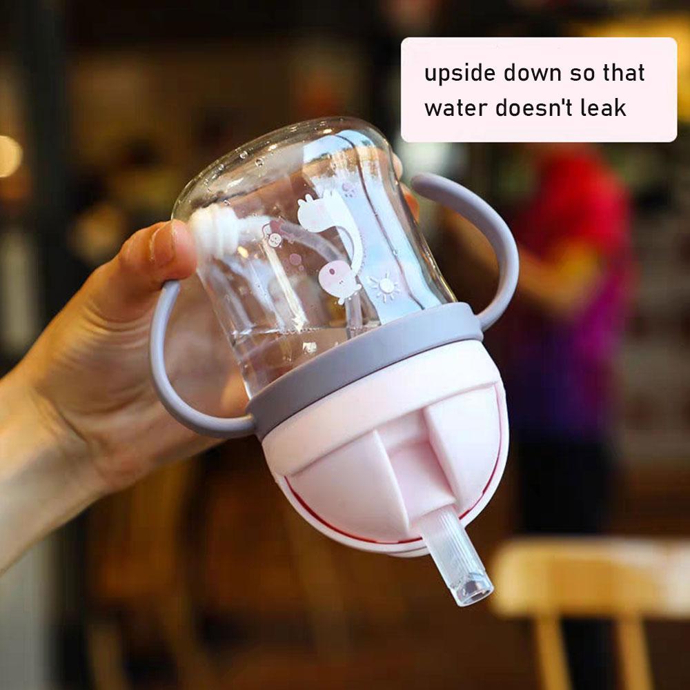 Double Handle Straw Mug Children's Water Bottle Bottle Photography Accessories Kindergarten Leak Proof Drinking Cups