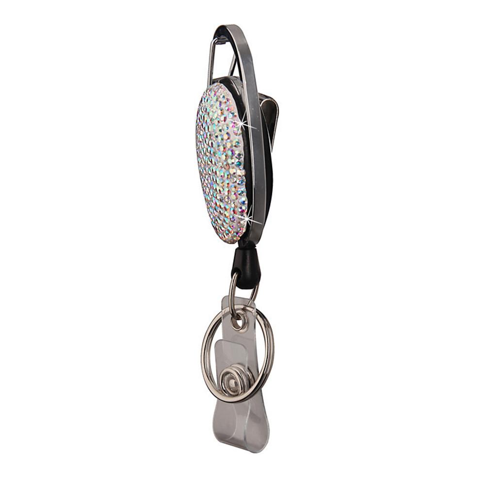 Color Crystal Retractable Keychain Shinny Rhinestones Badge Reel Id Lanyard Name Tag Card Holder Badge Holder Key Chain Badge