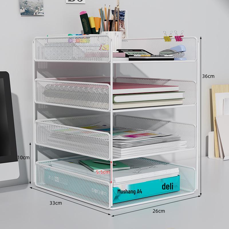 Multilayer Desktop Organizer: File Storage Rack & Office Supplies Set