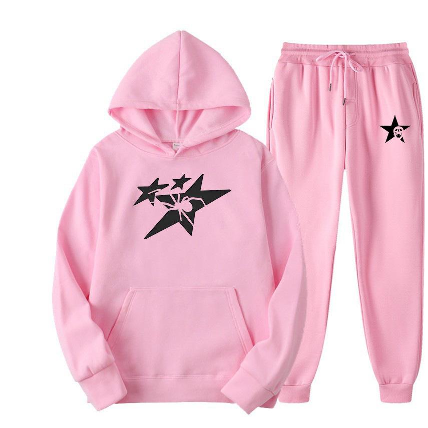 Direct supply Printed hooded sweater sweatpants set Loose casual men's sweater set Manufacturers have a large number of spot