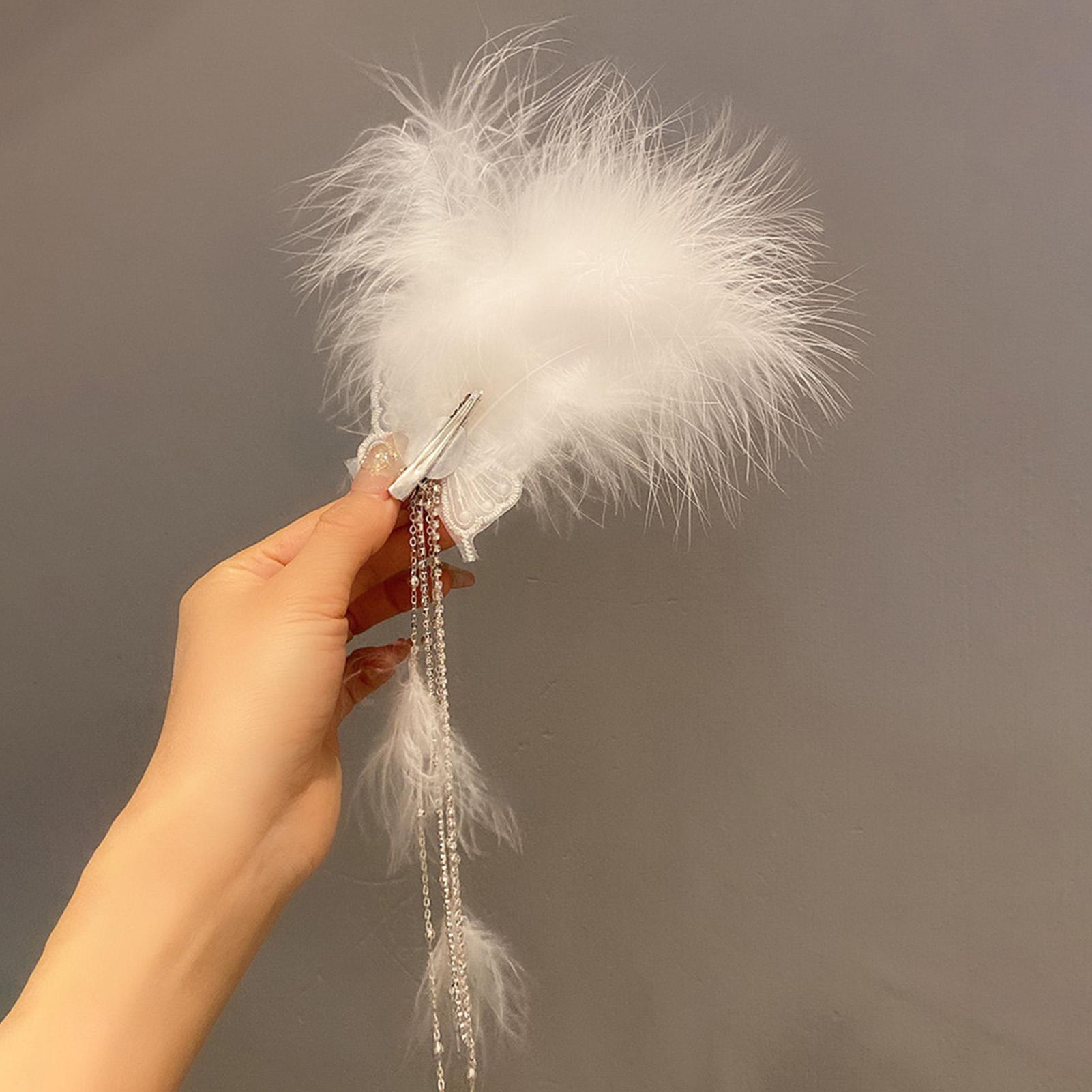 

Feather Butterfly Tassel Hair Clip with Rhinestones Boho Style Hairpin for Women Girls Party Wedding Accessories Hair Decoration