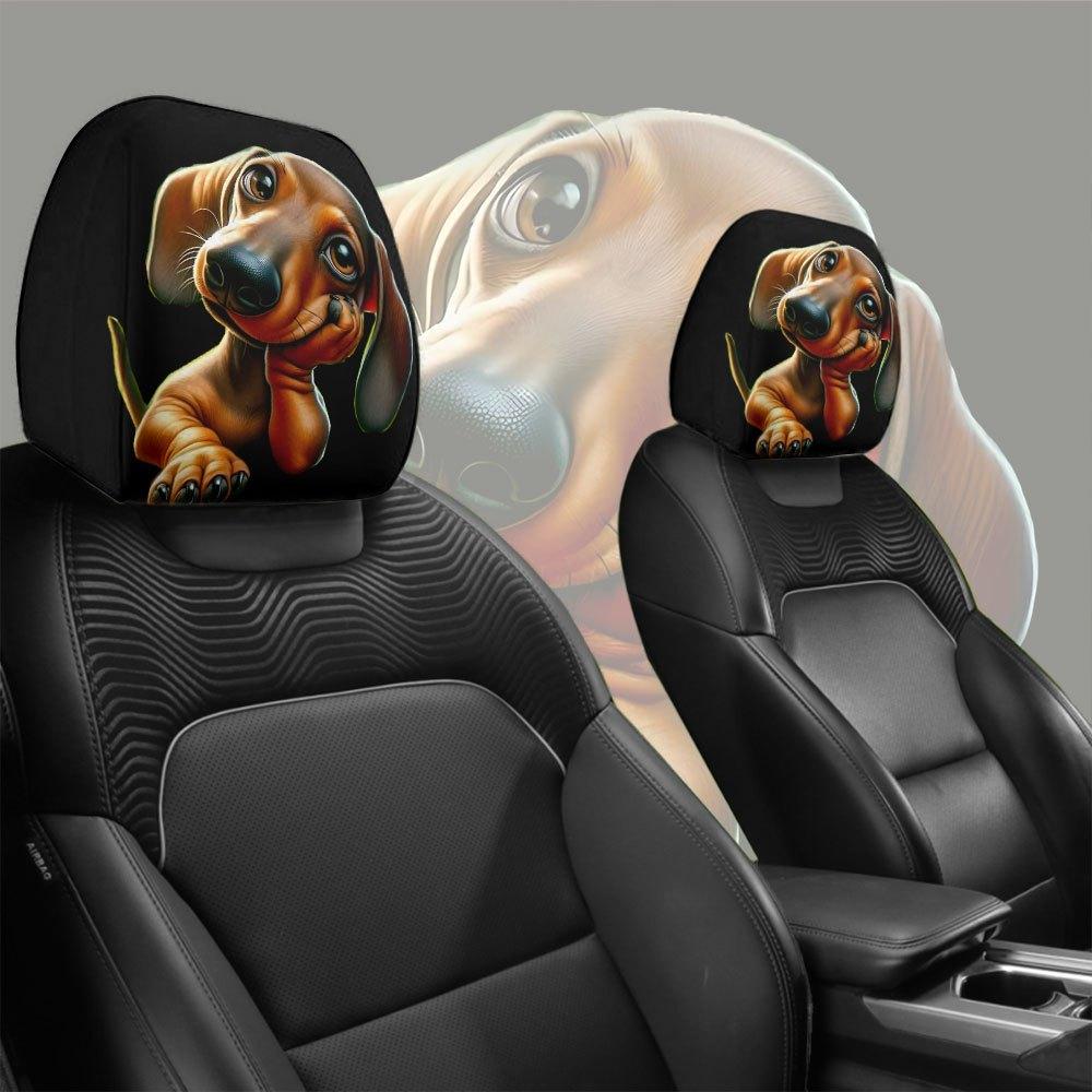 Cute Dachshund Print Headrest Covers, All-Weather Comfortable Use for Seat Protection with High  Design and No Filling