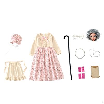 Old Lady Costume for Kids Apparel Stage Show Role Playing Carnival