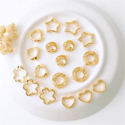 10pcs Two Hole CCB Heart Flower Star Oval Circle Frame Beads Spacer Connectors for Diy Bracelet Earrings Pendants Jewelry Making