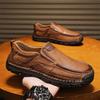 Fashion Comfortable Men's Soft-Soled Slip-On Flats Casual Leather Loafers Versatile Business Shoes Non-Slip Male Hiking Shoes Moccasins