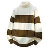 2026 Autumn Winter Men Striped Sweaters Men Turtleneck Casual Sweater Male Knitted Patchwork Jumper Man Streetwear Pullovers