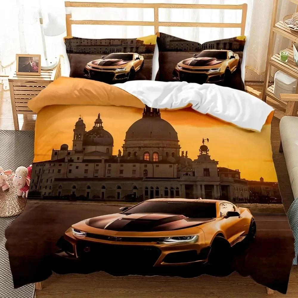 3D Print Sports Car Children'S Favorite Comfortable Duvet Cover Pillowcase Bedding Set Children Bedroom Decoration Home Textile