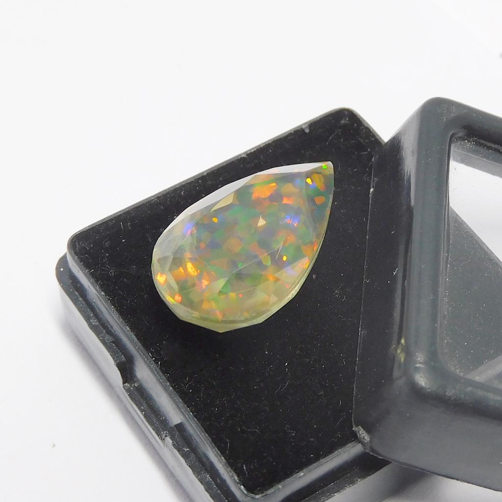 Excellent Lab Created Opal 9.10 Ct Pear Certified Loose Gemstone