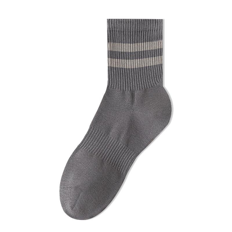

Men s Autumn Thickened Cotton Mid-Calf Double Stripe Anti-Pilling Socks A8803/One Size (40-45)