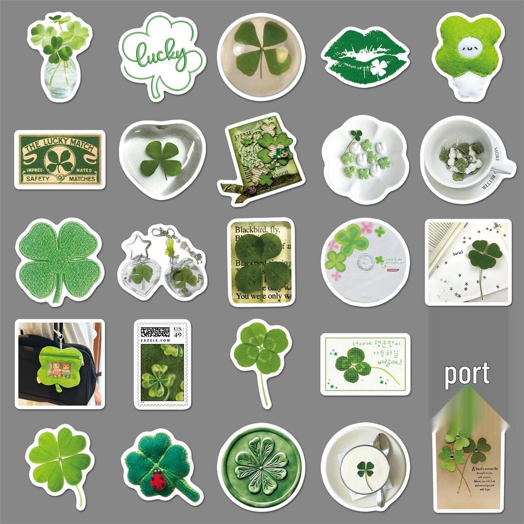 50 Four-Leaf Clover Graffiti Stickers for Laptop & Tablet Decoration