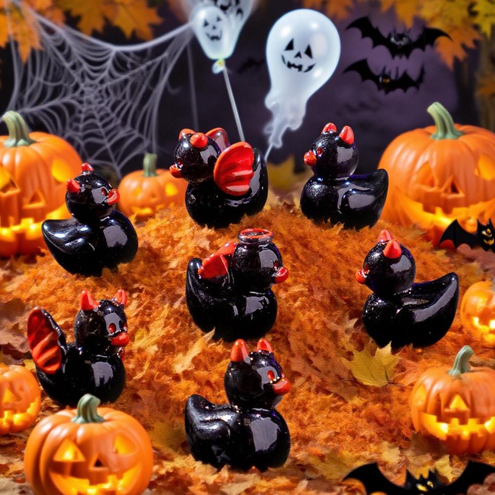 50pcs Halloween Creative Devil Duckling DIY Ornaments Resin Accessories Animal Craft
