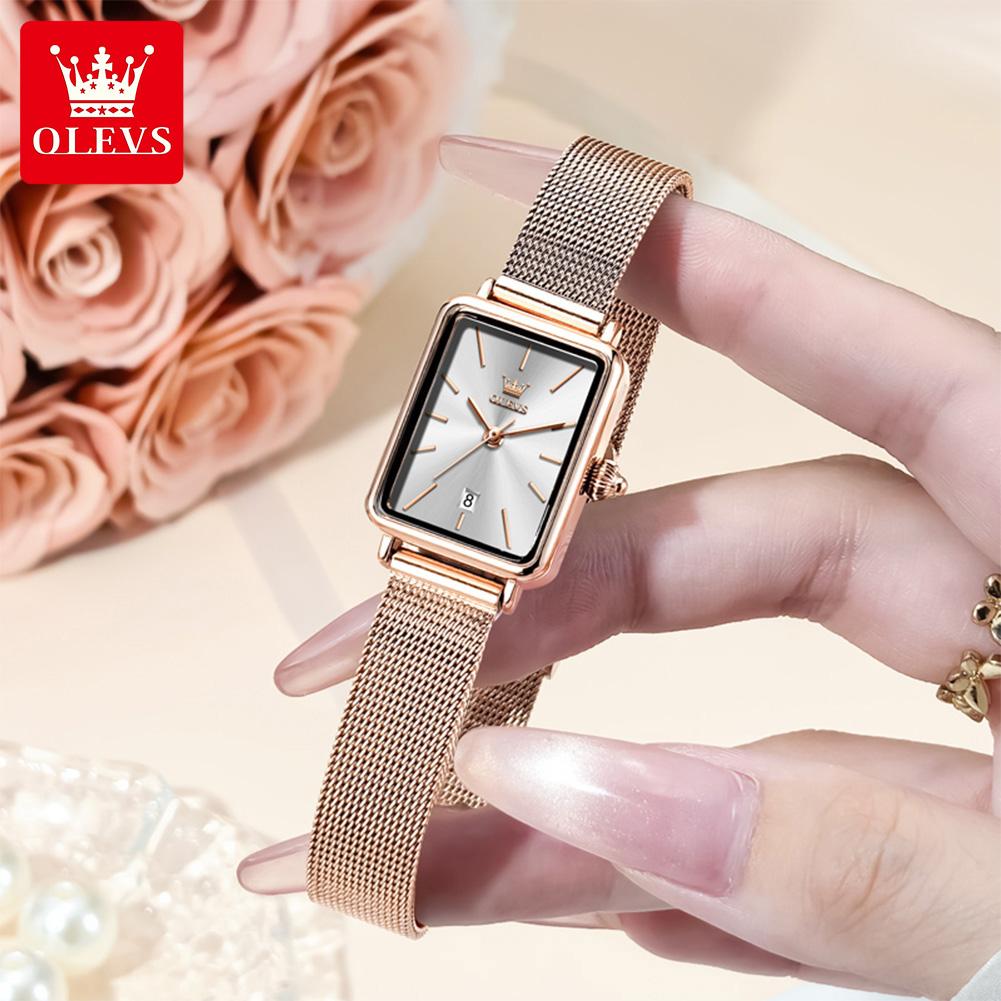 OLEVS Watch Women New Watch Casual Fashion Quartz Wristwatch Waterproof Luminous Date Square Watch Ladies Gifts