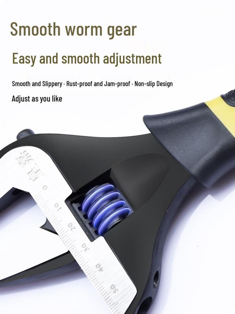 Large Opening Multifunctional Adjustable Wrench with Short Handle for Bathroom Use