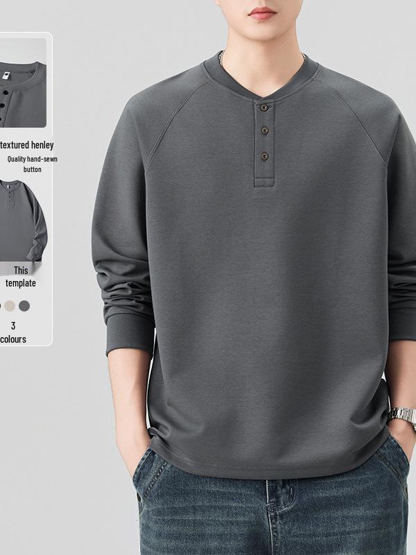 2025 Men's Trendy Casual Long Sleeve T-shirt Sweatshirt: Spring & Autumn Fashion Base Layer