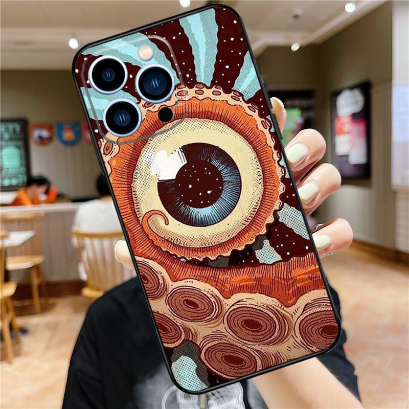 Eye Illustration Phone Case For iPhone 11 12 13 14 16 15 Pro Max Mini XS X XR 7 8 Plus Soft Cover Shell