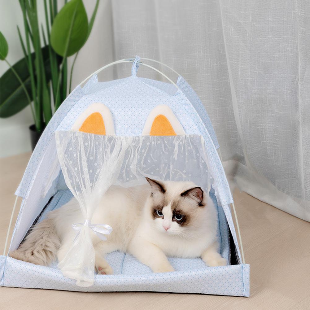 Foldable Pet Tent Removable Washable Cat Ears Decoration Mini Nest Playpen Hideout House Pet Supplies