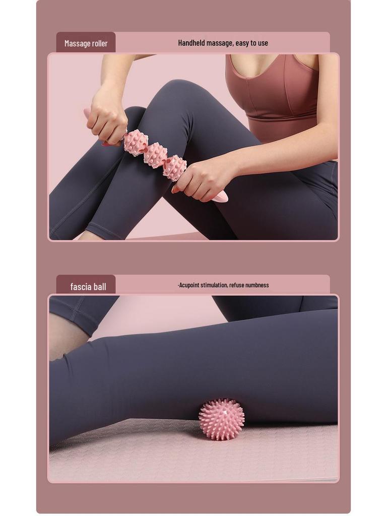 Doku Tasarımlı Pembe EVA Köpük Yoga Masaj Rulosu