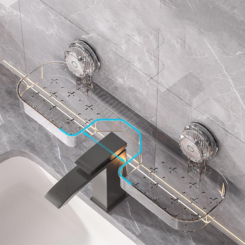 Wash Basin Suction Cup Rack Wall Mounted Punch-Free Storage Rack Detachable Washable Load-Bearing Rack Punch-Free Acrylic Shelf