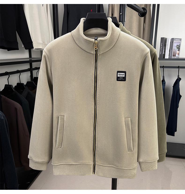 Men's 700g Double-Sided Sherpa Fleece Hoodie Jacket - Thickened Winter Warmth with Stand Collar & Zipper