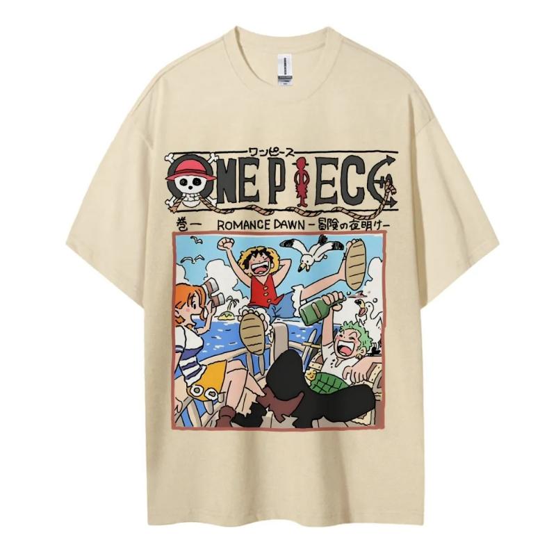 ONE PIECE Peripheral Products Men's 2025 Summer Casual Oversized Tee Breathable Cotton Daily Lounging and Comic Themed Parties