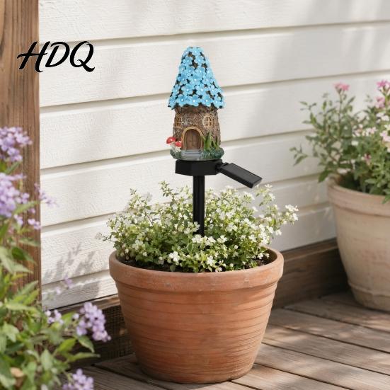 Solar Pathway Lights Mushroom Lights House Statue Fairy Cottage Garden Stake Light Waterproof Outdoor Landscape for Yard Patio Lawn Decorative