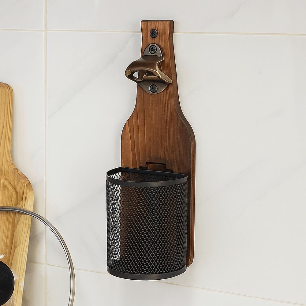 Space Saving Beer Opener Wooden Can Opener Vintage Bottle Opener Kitchen Bar