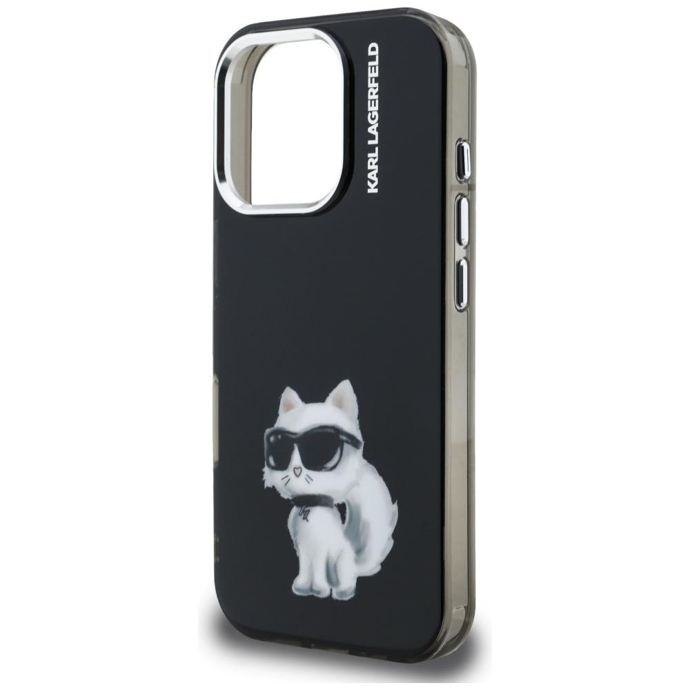 Karl Lagerfeld IML Aquarelle Choupette & Logo Case for iPhone 16 Pro Black