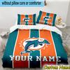 3pcs Custom Name Dolphins Team Bedding Set Includes 1 Duvet Cover & 2 Pillowcases for All Seasons Dormitory Home Decor Christmas gifts
