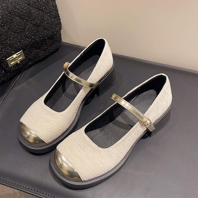 2025 spring and autumn women's single shoes Korean version of new high heels women's retro women's shoes light mouth versatile with skirt