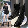 Patent Leather Women Boots British Style Flat Boots Black Pointed Toe Boots Handsome Motorcycle Boots Women's Boots Big Size 43
