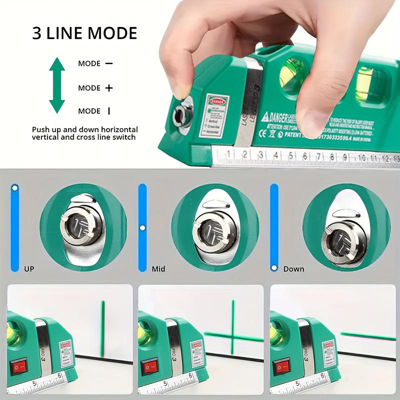 New Outdoor Laser Marking Tool Multipurpose Laser Level Kit Standard Cross Line Laser 8 Feet Tape Ruler
