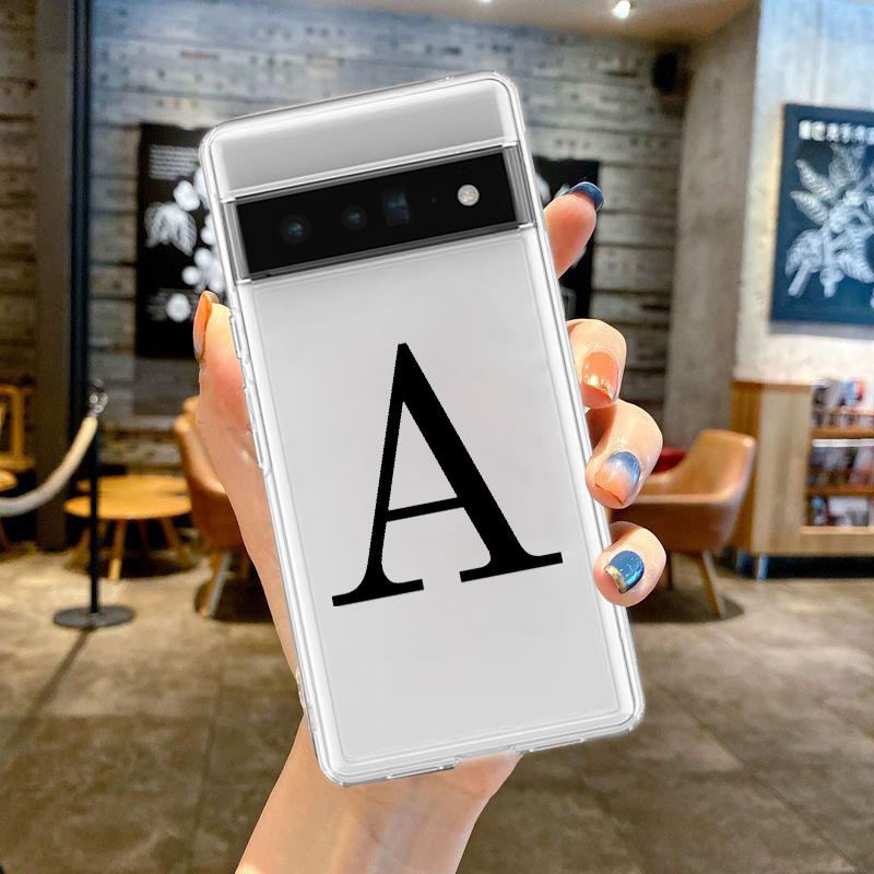 For Google Pixel 10 Pro 10A Phone Case Pixel 9 Pro XL Pixel 8 Pro 9A 8A 7A 7 6A 6 Pro Soft TPU Cover Initial Letter A Z Fashion