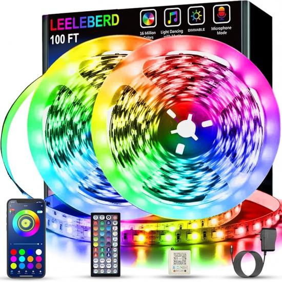 

Led Lights for Bedroom 100 ft (2 Rolls of 50ft) Music Sync Color Changing RGB Led Strip Lights with Remote App Control Bluetooth Led Strip, Lights 100 FT